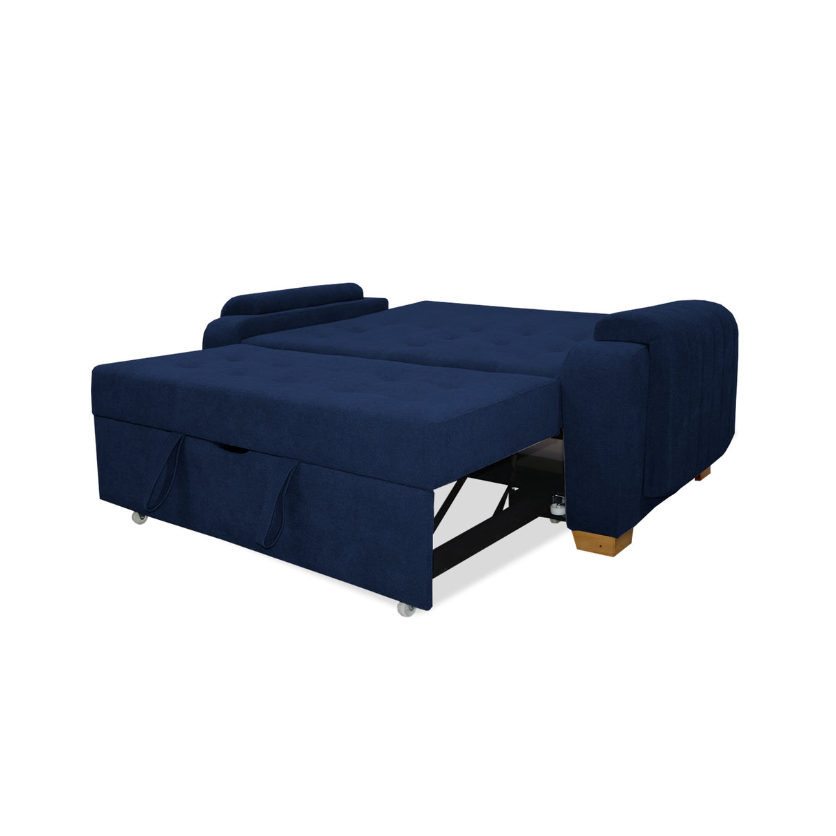 Sofá Cama Stauffer Azul Petróleo 180x60cm De Tres Puestos Reclinable Antifluido con Dos Cojines Decorativos - SOFAS Y POLTRONAS | Bylmo