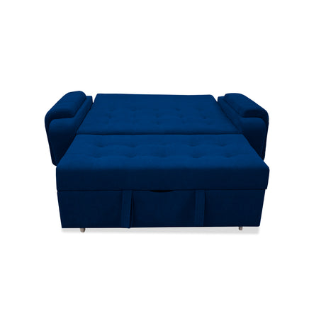 Sofá Cama Stauffer Azul Petróleo 180x60cm De Tres Puestos Reclinable Antifluido con Dos Cojines Decorativos - SOFAS Y POLTRONAS | Bylmo