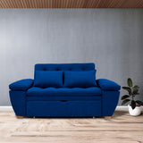 Sofá Cama Magnin Azul Petróleo 180x60cm De Tres Puestos Reclinable Antifluido con Dos Cojines Decorativos - SOFAS Y POLTRONAS | Bylmo