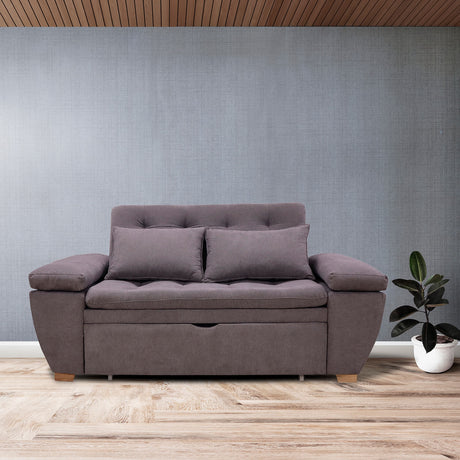 Sofá Cama Magnin Gris 180x60cm De Tres Puestos Reclinable Antifluido con Dos Cojines Decorativos - SOFAS Y POLTRONAS | Bylmo