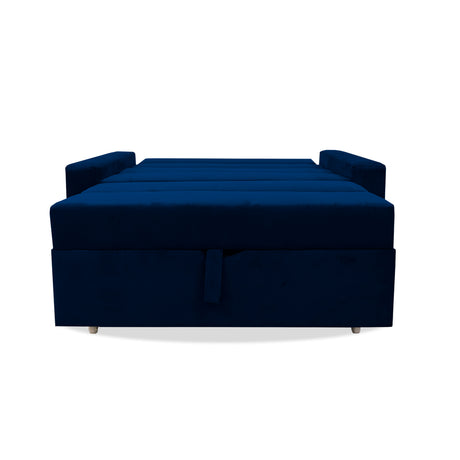 Sofá Cama Aubry Azul Petróleo 150x60cm De Dos Puestos Reclinable Antifluido con Dos Cojines Decorativos - SOFAS Y POLTRONAS | Bylmo