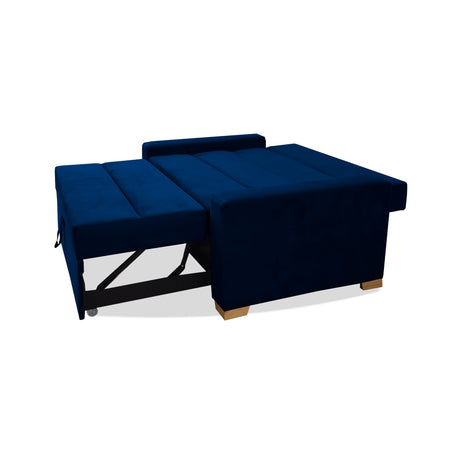 Sofá Cama Aubry Azul Petróleo 150x60cm De Dos Puestos Reclinable Antifluido con Dos Cojines Decorativos - SOFAS Y POLTRONAS | Bylmo