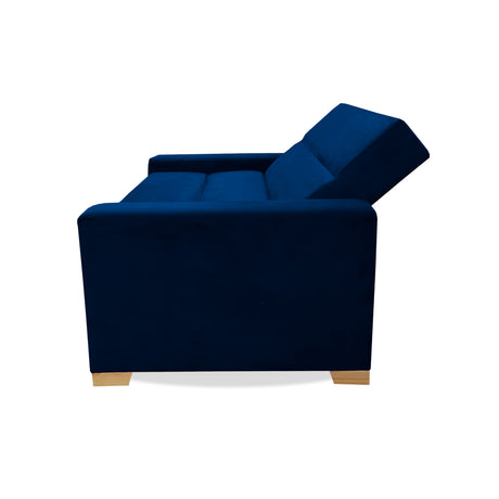 Sofá Cama Aubry Azul Petróleo 150x60cm De Dos Puestos Reclinable Antifluido con Dos Cojines Decorativos - SOFAS Y POLTRONAS | Bylmo