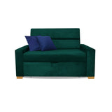 Sofá Cama Aubry Verde 150x60cm De Dos Puestos Reclinable Antifluido con Dos Cojines Decorativos - SOFAS Y POLTRONAS | Bylmo