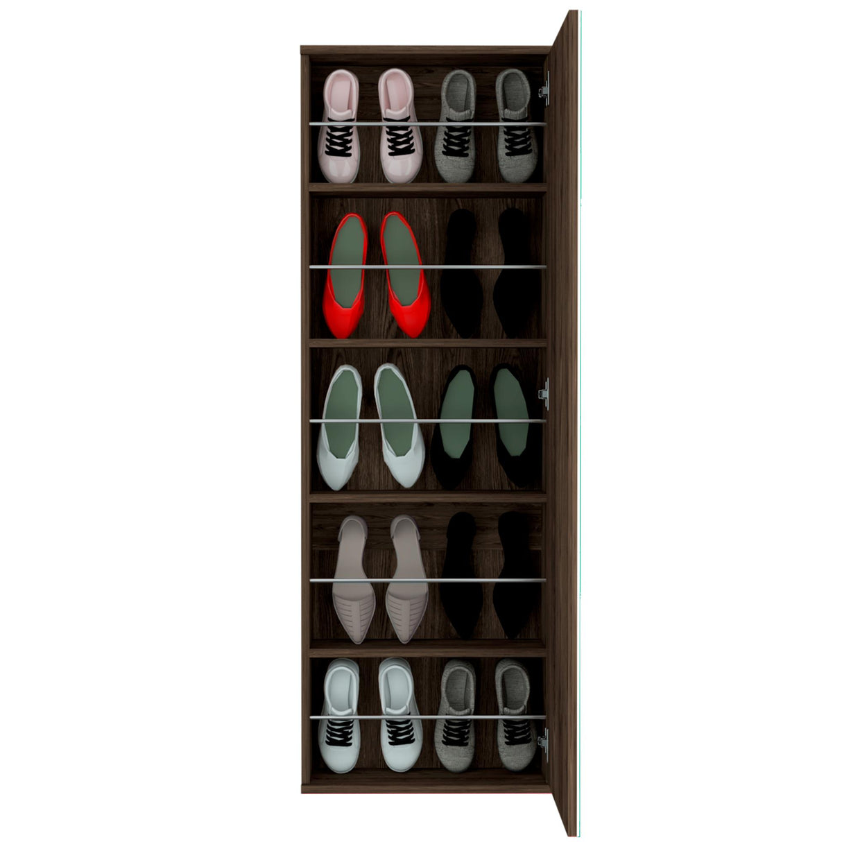 Zapatero Flotante Vertical Leto Coñac 47x138cm de Cinco Niveles para Diez Pares - ZAPATEROS | Bylmo
