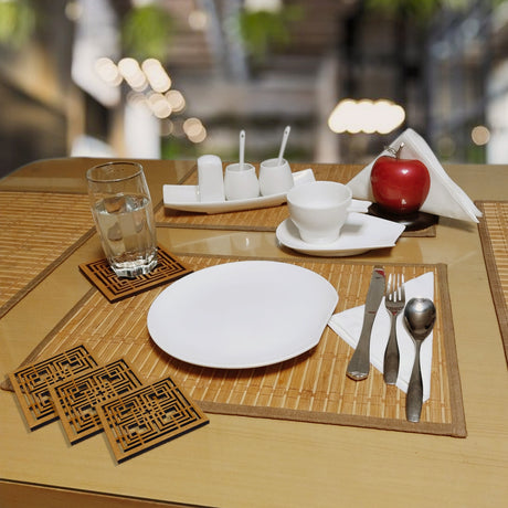 Set x 6 Portavasos Laberinto Madera 10x10cm Cuadrado Resistente e Impermeable - PORTAVASOS | Bylmo