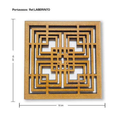 Set x 6 Portavasos Laberinto Madera 10x10cm Cuadrado Resistente e Impermeable - PORTAVASOS | Bylmo