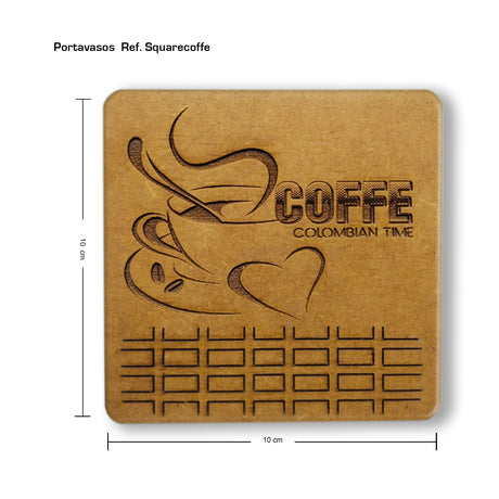 Set x 6 Portavasos Squarecoffe Madera 10x10cm Cuadrado Resistente e Impermeable - PORTAVASOS | Bylmo
