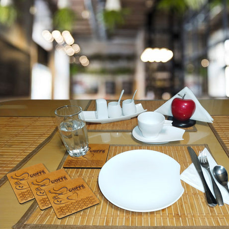 Set x 4 Portavasos Squarecoffe Madera 10x10cm Cuadrado Resistente e Impermeable - PORTAVASOS | Bylmo