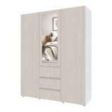 Closet Java Niebla y Blanco 160x200cm con Tres Cajones con Cinco Compartimientos y con Espejo - CLOSETS | Bylmo