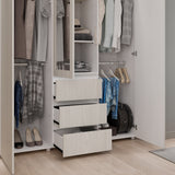 Closet Java Niebla y Blanco 160x200cm con Tres Cajones con Cinco Compartimientos y con Espejo - CLOSETS | Bylmo