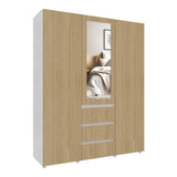 Closet Java Rovere y Blanco 160x200cm con Tres Cajones con Cinco Compartimientos y con Espejo - CLOSETS | Bylmo