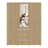 Closet Java Rovere y Blanco 160x200cm con Tres Cajones con Cinco Compartimientos y con Espejo - CLOSETS | Bylmo