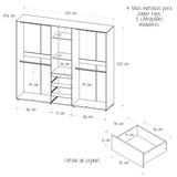 Closet Java Niebla y Blanco 230x200cm con Tres Cajones con Cinco Compartimientos y con Espejo - CLOSETS | Bylmo