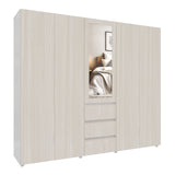 Closet Java Niebla y Blanco 230x200cm con Tres Cajones con Cinco Compartimientos y con Espejo - CLOSETS | Bylmo