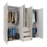 Closet Java Niebla y Blanco 230x200cm con Tres Cajones con Cinco Compartimientos y con Espejo - CLOSETS | Bylmo