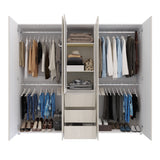 Closet Java Niebla y Blanco 230x200cm con Tres Cajones con Cinco Compartimientos y con Espejo - CLOSETS | Bylmo