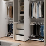 Closet Java Niebla y Blanco 230x200cm con Tres Cajones con Cinco Compartimientos y con Espejo - CLOSETS | Bylmo