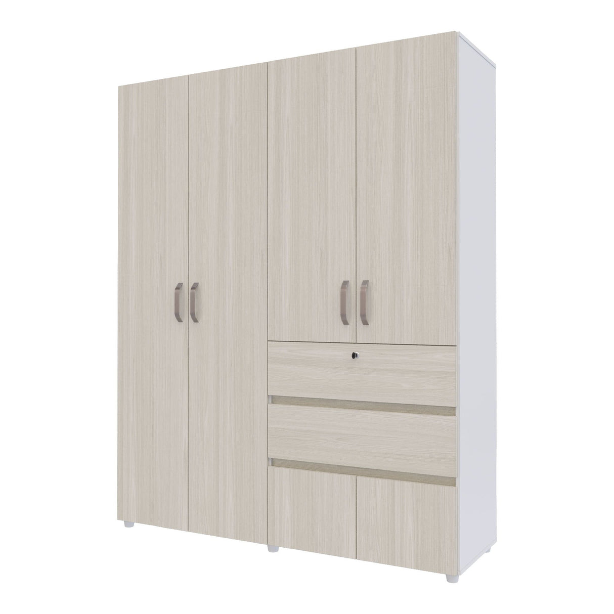 Closet Luanda Niebla y Blanco 160x200cm con Dos Cajones con Tres Compartimientos y con Espejo - CLOSETS | Bylmo