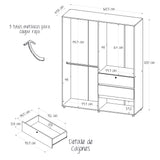 Closet Luanda Niebla y Blanco 160x200cm con Dos Cajones con Tres Compartimientos y con Espejo - CLOSETS | Bylmo