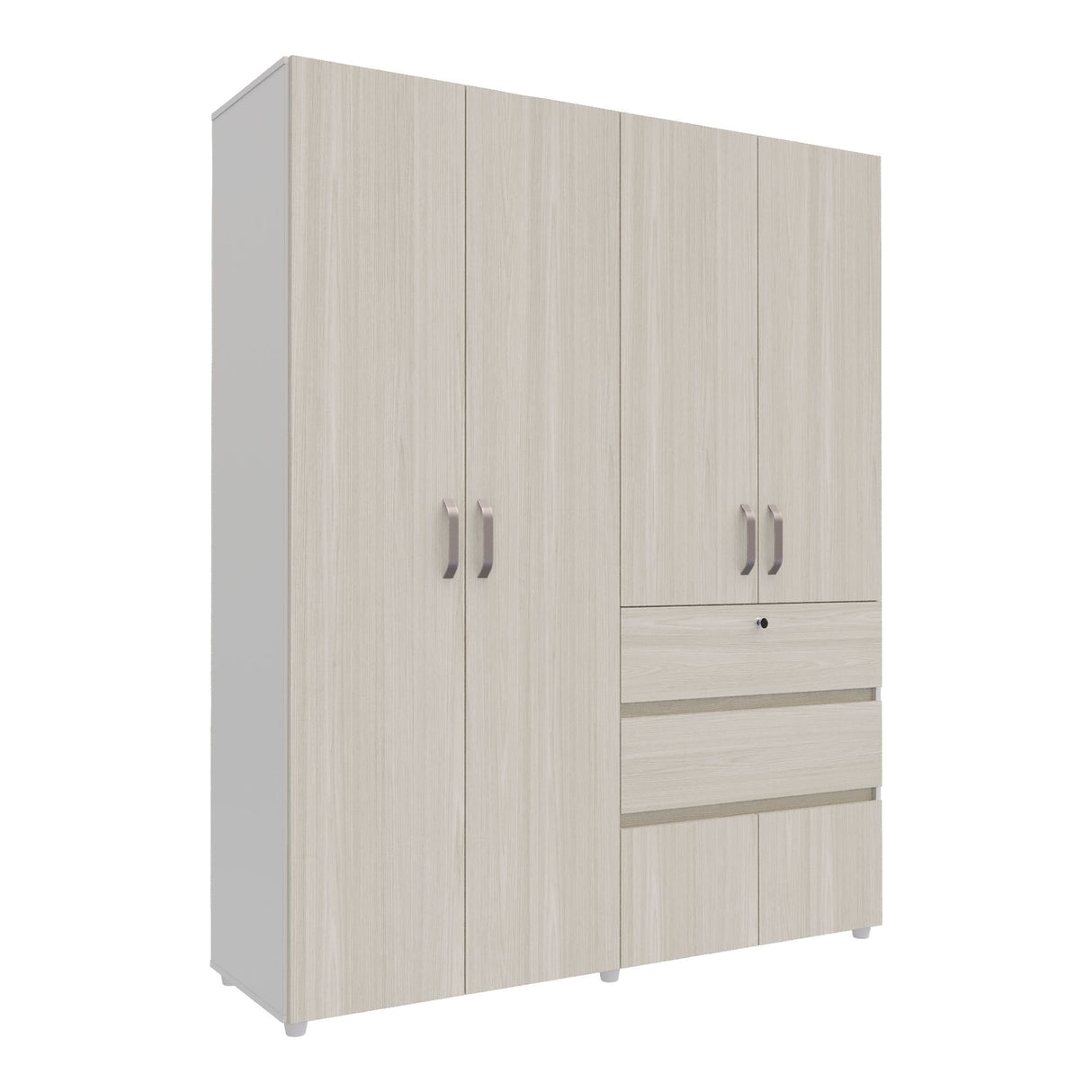 Closet Luanda Niebla y Blanco 160x200cm con Dos Cajones con Tres Compartimientos y con Espejo - CLOSETS | Bylmo