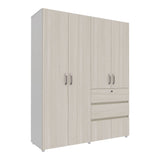 Closet Luanda Niebla y Blanco 160x200cm con Dos Cajones con Tres Compartimientos y con Espejo - CLOSETS | Bylmo