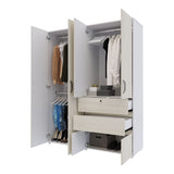 Closet Luanda Niebla y Blanco 160x200cm con Dos Cajones con Tres Compartimientos y con Espejo - CLOSETS | Bylmo