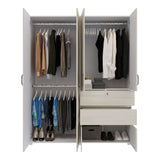 Closet Luanda Niebla y Blanco 160x200cm con Dos Cajones con Tres Compartimientos y con Espejo - CLOSETS | Bylmo