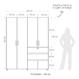 Closet Luanda Niebla y Blanco 160x200cm con Dos Cajones con Tres Compartimientos y con Espejo - CLOSETS | Bylmo