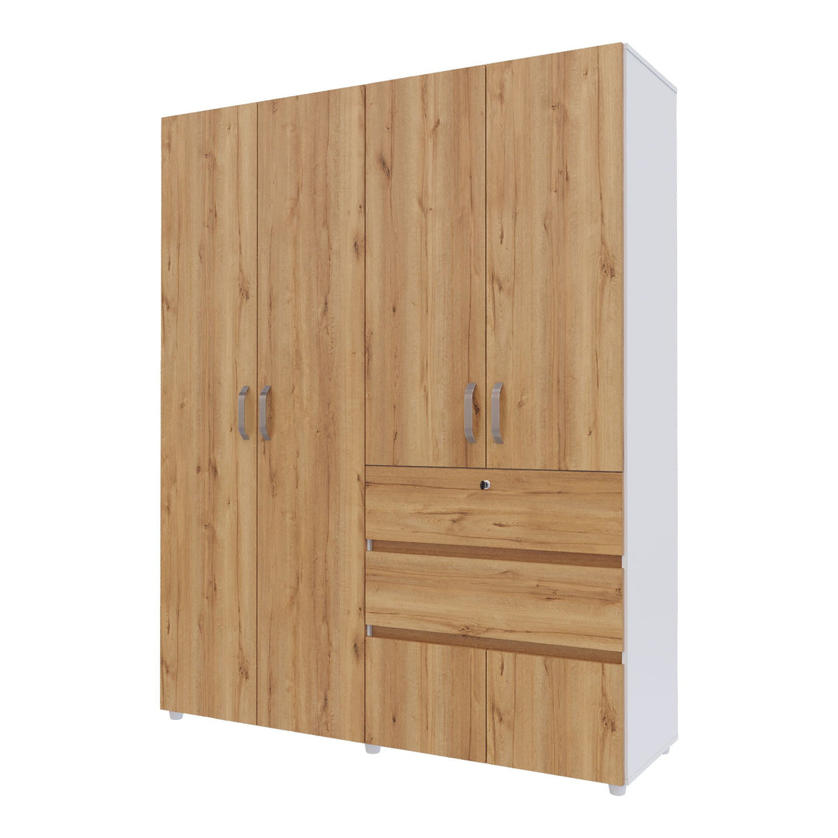 Closet Luanda Duna y Blanco 160x200cm con Dos Cajones con Tres Compartimientos y con Espejo - CLOSETS | Bylmo