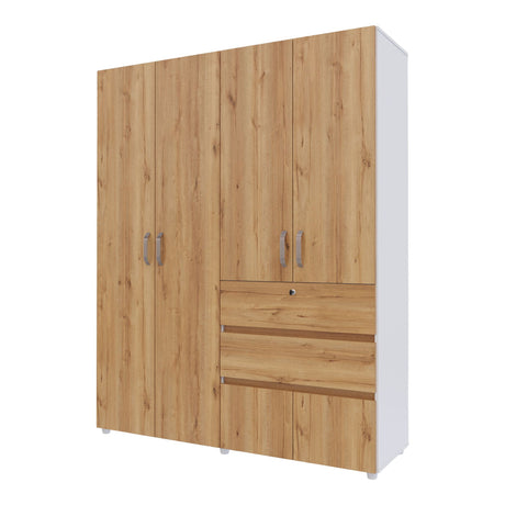 Closet Luanda Duna y Blanco 160x200cm con Dos Cajones con Tres Compartimientos y con Espejo - CLOSETS | Bylmo