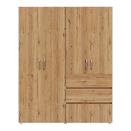 Closet Luanda Duna y Blanco 160x200cm con Dos Cajones con Tres Compartimientos y con Espejo - CLOSETS | Bylmo