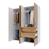 Closet Luanda Duna y Blanco 160x200cm con Dos Cajones con Tres Compartimientos y con Espejo - CLOSETS | Bylmo