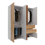 Closet Luanda Duna y Blanco 160x200cm con Dos Cajones con Tres Compartimientos y con Espejo - CLOSETS | Bylmo