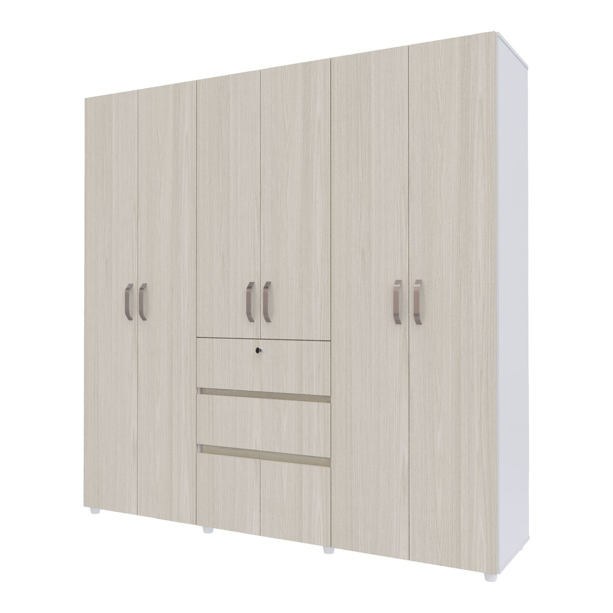 Closet Luanda Niebla y Blanco 200x200cm con Dos Cajones y con Cuatro Compartimientos - CLOSETS | Bylmo
