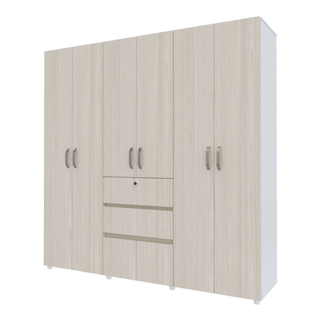Closet Luanda Niebla y Blanco 200x200cm con Dos Cajones y con Cuatro Compartimientos - CLOSETS | Bylmo