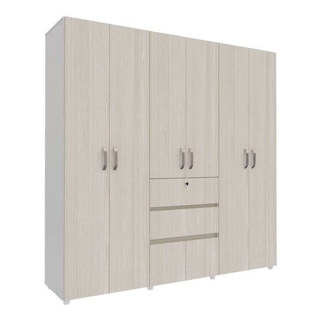Closet Luanda Niebla y Blanco 200x200cm con Dos Cajones y con Cuatro Compartimientos - CLOSETS | Bylmo