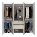 Closet Luanda Niebla y Blanco 200x200cm con Dos Cajones y con Cuatro Compartimientos - CLOSETS | Bylmo