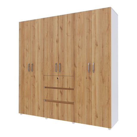 Closet Luanda Duna y Blanco 200x200cm con Dos Cajones y con Cuatro Compartimientos - CLOSETS | Bylmo