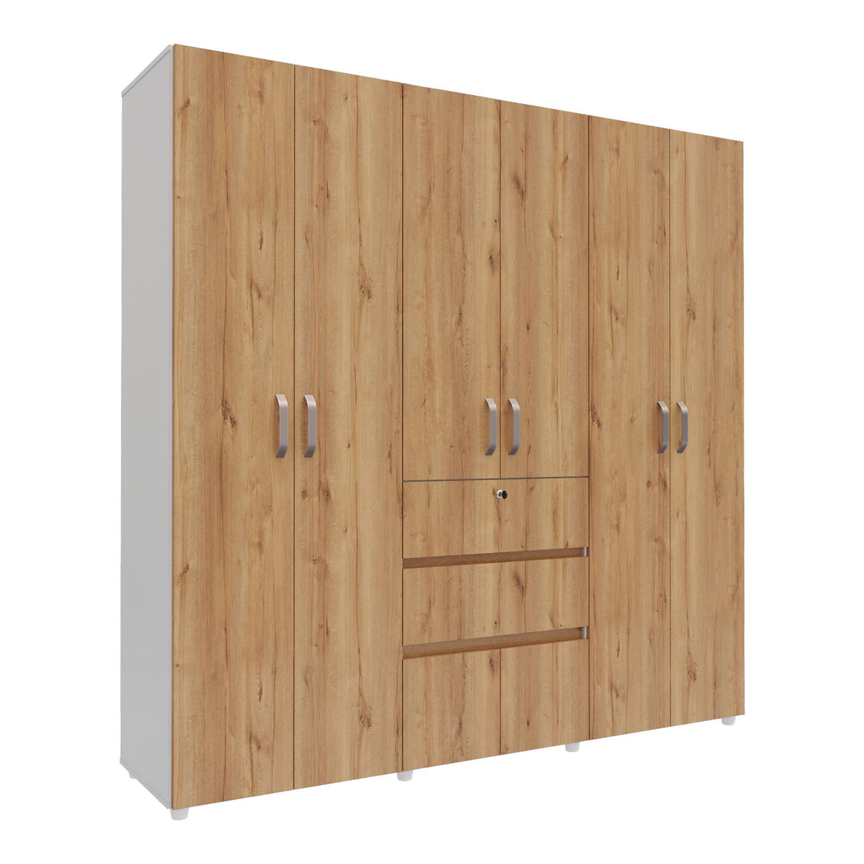 Closet Luanda Duna y Blanco 200x200cm con Dos Cajones y con Cuatro Compartimientos - CLOSETS | Bylmo