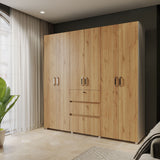 Closet Luanda Duna y Blanco 200x200cm con Dos Cajones y con Cuatro Compartimientos - CLOSETS | Bylmo