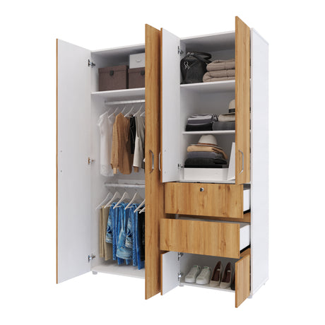 Closet Riga Duna y Blanco 150x200cm con Dos Cajones y con Seis Compartimientos - CLOSETS | Bylmo