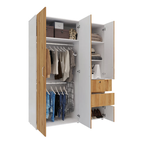 Closet Riga Duna y Blanco 150x200cm con Dos Cajones y con Seis Compartimientos - CLOSETS | Bylmo