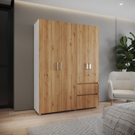 Closet Riga Duna y Blanco 150x200cm con Dos Cajones y con Seis Compartimientos - CLOSETS | Bylmo