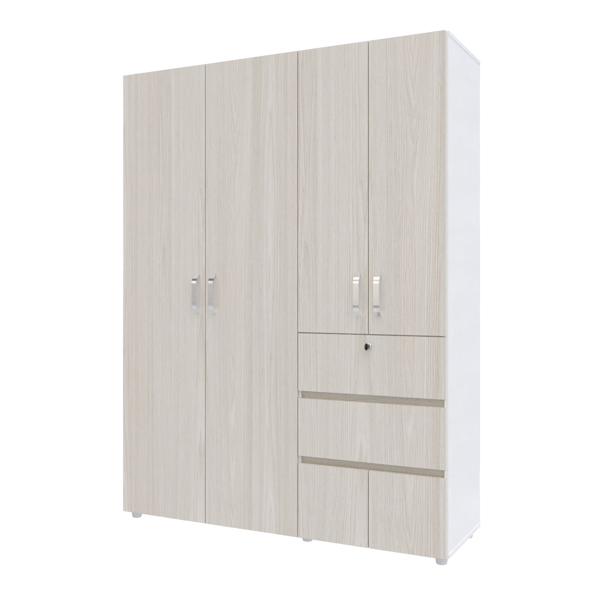 Closet Riga Niebla y Blanco 150x200cm con Dos Cajones y con Seis Compartimientos - CLOSETS | Bylmo