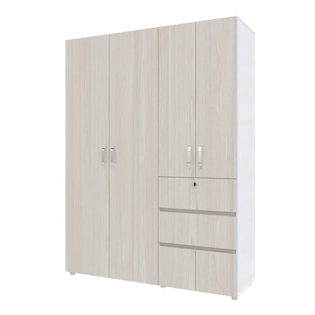 Closet Riga Niebla y Blanco 150x200cm con Dos Cajones y con Seis Compartimientos - CLOSETS | Bylmo