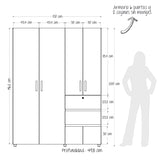 Closet Riga Niebla y Blanco 150x200cm con Dos Cajones y con Seis Compartimientos - CLOSETS | Bylmo