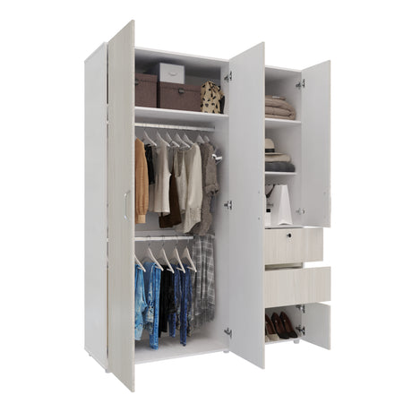 Closet Riga Niebla y Blanco 150x200cm con Dos Cajones y con Seis Compartimientos - CLOSETS | Bylmo