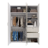 Closet Riga Niebla y Blanco 150x200cm con Dos Cajones y con Seis Compartimientos - CLOSETS | Bylmo