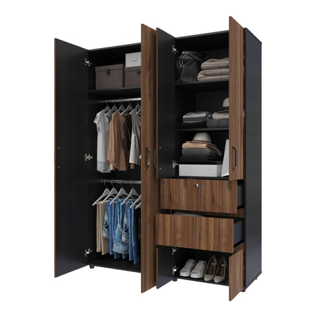 Closet Riga Gales y Wengue 150x200cm con Dos Cajones y con Seis Compartimientos - CLOSETS | Bylmo